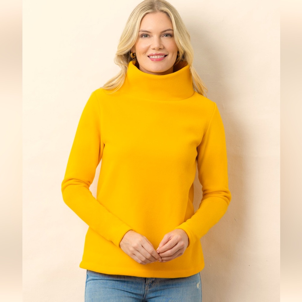 Dudley Stephens Cobble Hill Vello Fleece Tunic Top Turtleneck 🌼 Marigold 🌼 XS